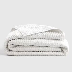 NWOT QUINCE European Linen Cotton Stitch Quilt King/Cal King White 4503